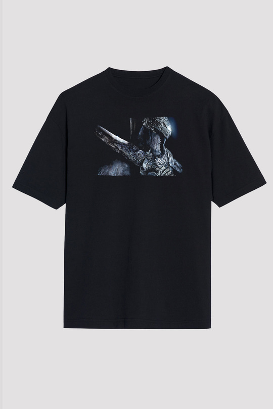 Dark Souls Baskılı Unisex Siyah Oversize Tişört - Tshirt