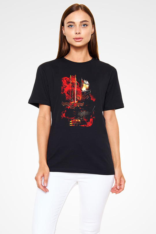 Dark Souls Baskılı Unisex Siyah Tişört - Tshirt
