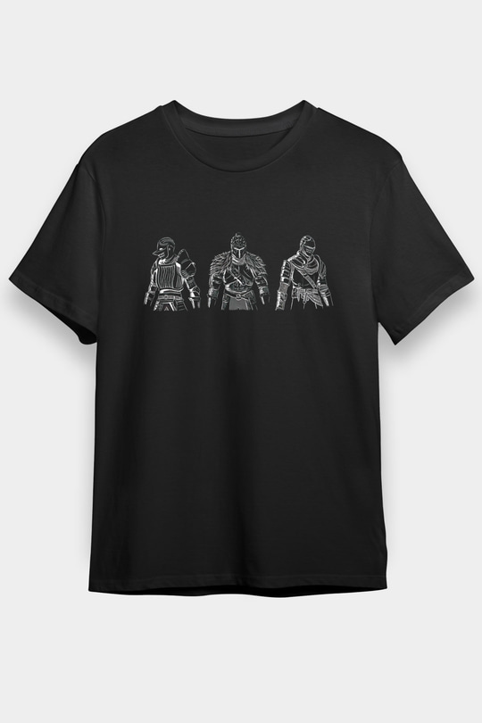 Dark Souls Baskılı Unisex Siyah Tişört - Tshirt
