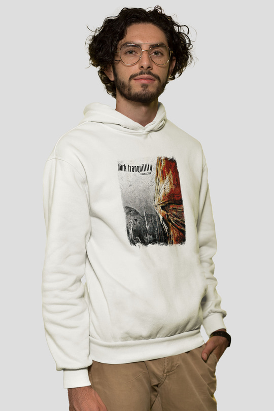 Dark Tranquillity Baskılı Unisex Beyaz Hoodie