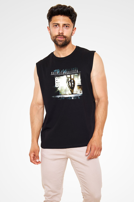 Dark Tranquillity Baskılı Unisex Siyah Kolsuz Tişört