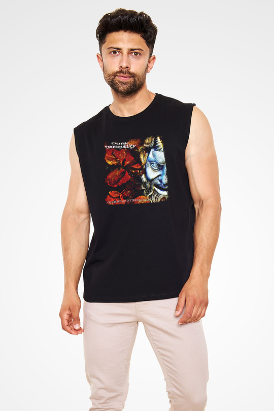 Dark Tranquillity Baskılı Unisex Siyah Kolsuz Tişört