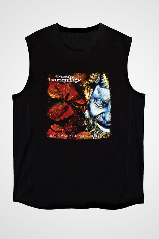 Dark Tranquillity Baskılı Unisex Siyah Kolsuz Tişört