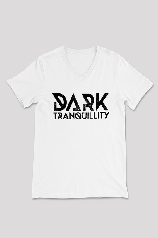 Dark Tranquillity Beyaz Unisex V Yaka Tişört T-Shirt