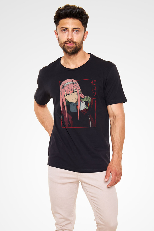 Darling İn The Franxx Baskılı Unisex Siyah Tişört - Tshirt
