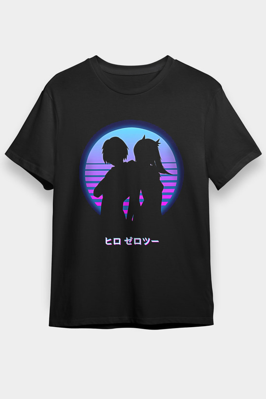 Darling İn The Franxx Baskılı Unisex Siyah Tişört - Tshirt