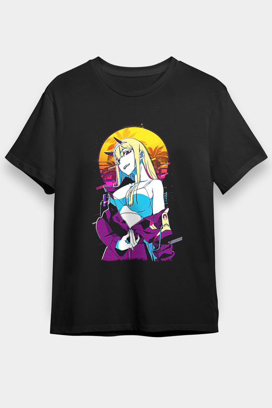 Darling İn The Franxx Baskılı Unisex Siyah Tişört - Tshirt