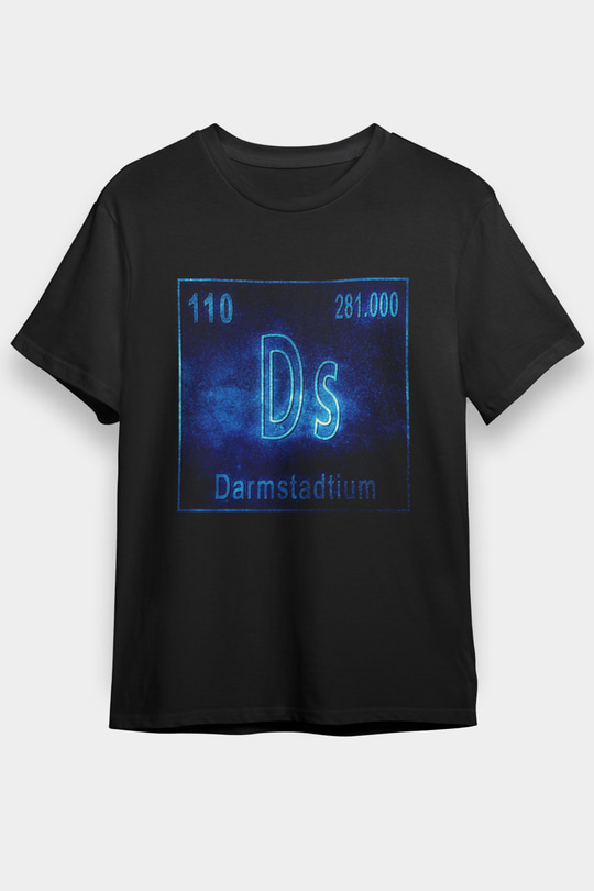 Darmstadtiyum Atom Numarası Baskılı Unisex Siyah Tişört