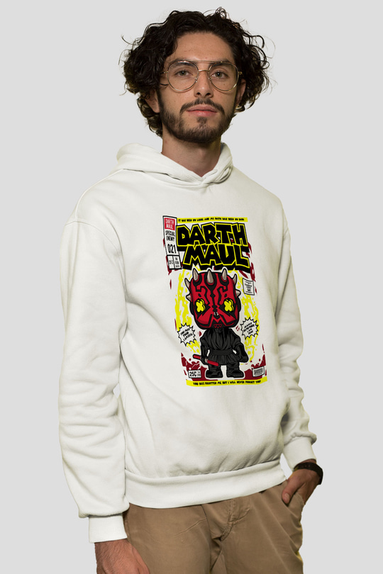 Darth Maul Baskılı Unisex Beyaz Hoodie