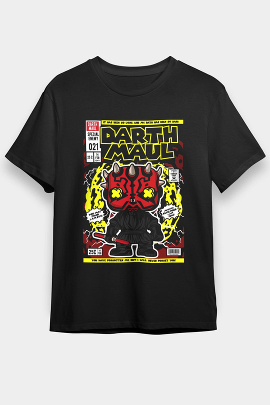Darth Maul Baskılı Unisex Siyah Tişört