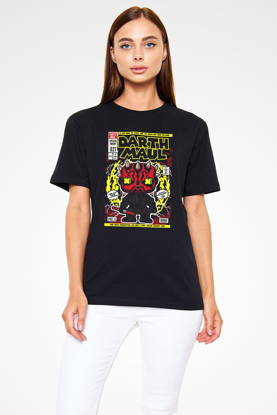 Darth Maul Baskılı Unisex Siyah Tişört