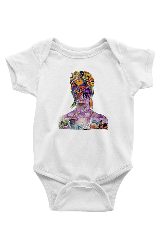 David Bowie Baskılı Beyaz Unisex Bebek Body - Zıbın