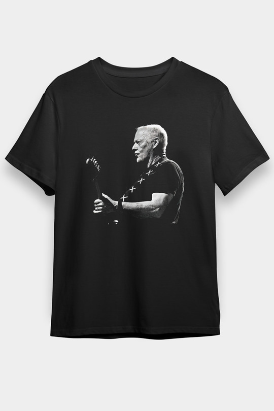 David Gilmour Baskılı Unisex Siyah Tişört - Tshirt