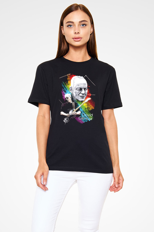 David Gilmour Baskılı Unisex Siyah Tişört - Tshirt