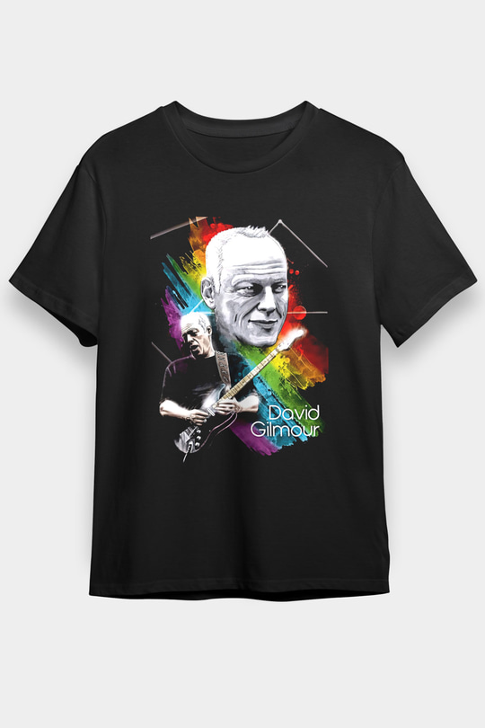 David Gilmour Baskılı Unisex Siyah Tişört - Tshirt