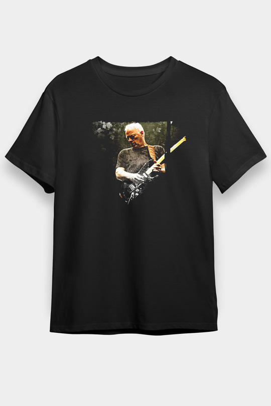 David Gilmour Baskılı Unisex Siyah Tişört - Tshirt