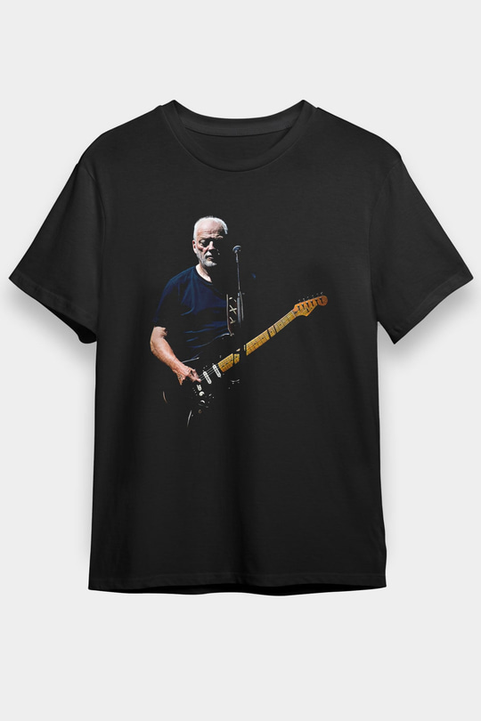 David Gilmour Baskılı Unisex Siyah Tişört - Tshirt