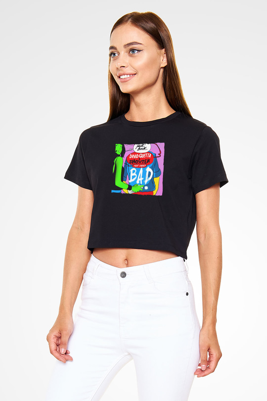 David Guetta Siyah  Crop Top Tişört