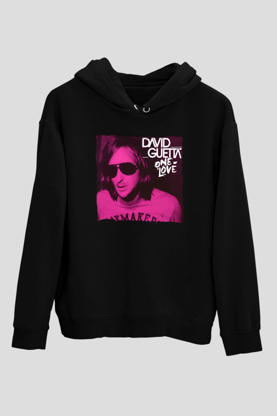 David Guetta Siyah Unisex Kapüşonlu Sweatshirt