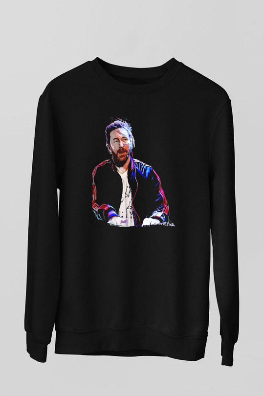 David Guetta Siyah Unisex Sweatshirt