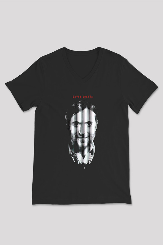 David Guetta Siyah Unisex V Yaka Tişört