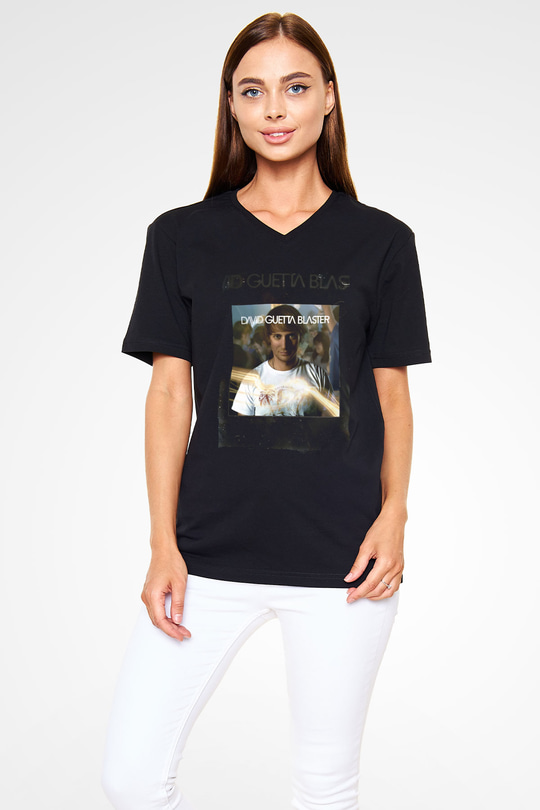 David Guetta Siyah Unisex V Yaka Tişört