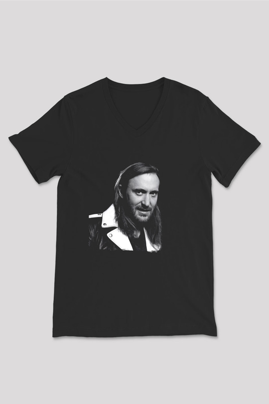 David Guetta Siyah Unisex V Yaka Tişört