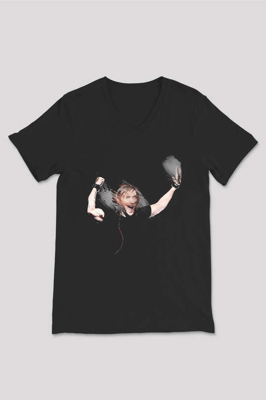 David Guetta Siyah Unisex V Yaka Tişört