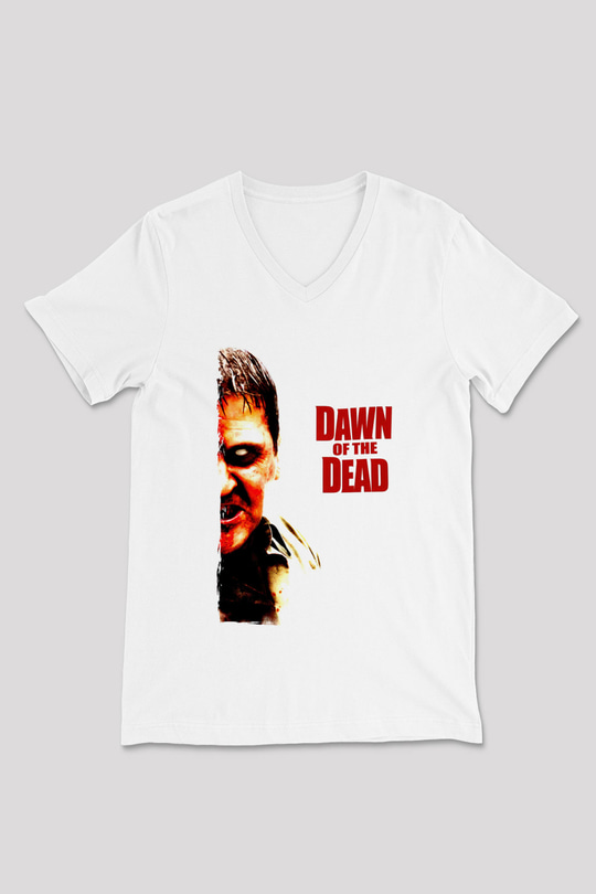 Dawn of the Dead Beyaz Unisex  V Yaka Tişört