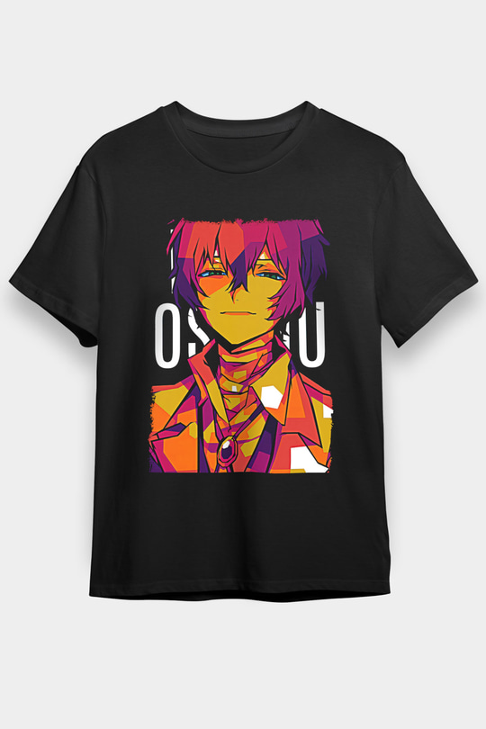 Dazai Baskılı Unisex Siyah Tişört - Tshirt