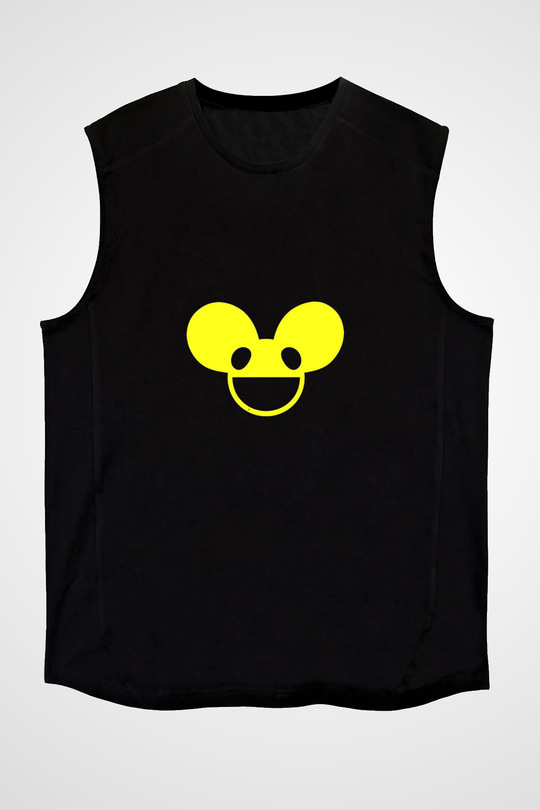 Deadmau5 Baskılı Unisex Siyah Kolsuz Tişört