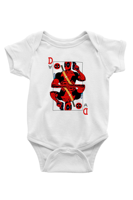 Deadpool Kartı BaskılıBeyaz  Bebek Body - Zıbın