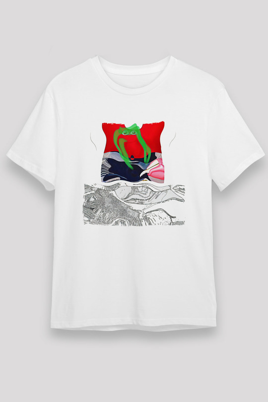 Death Grips Baskılı Unisex Beyaz Tişört - Tshirt