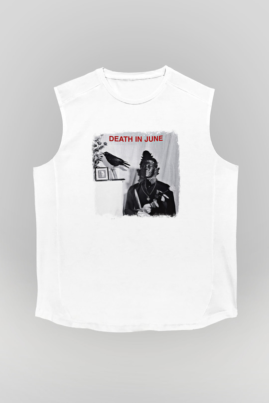Death in June Baskılı Unisex Beyaz Kolsuz Tişört
