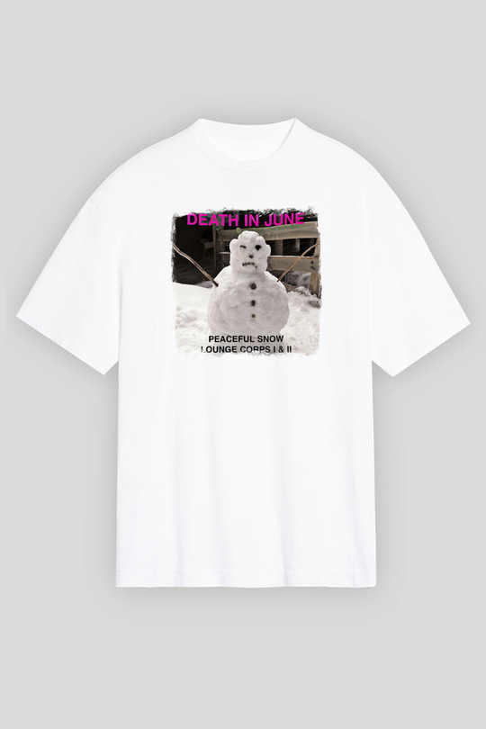 Death in June Baskılı Unisex Beyaz Oversize Tişört