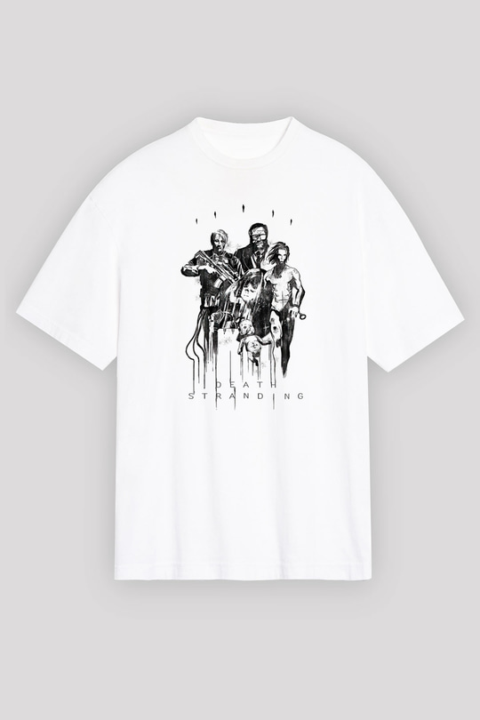 Death Stranding Baskılı Beyaz Unisex Oversize Tişört - Tshirt