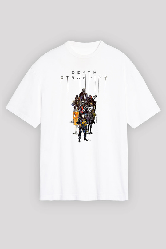 Death Stranding Baskılı Beyaz Unisex Oversize Tişört - Tshirt