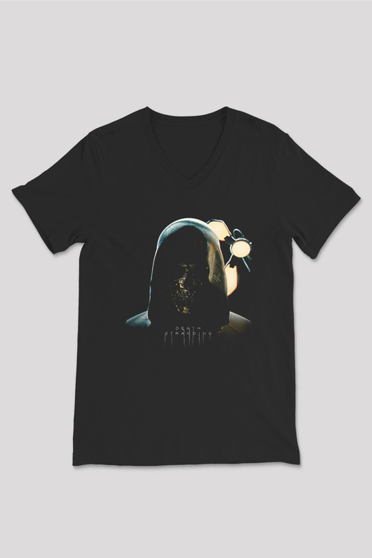 Death Stranding Baskılı Unisex Siyah V Yaka Tişört - Tshirt