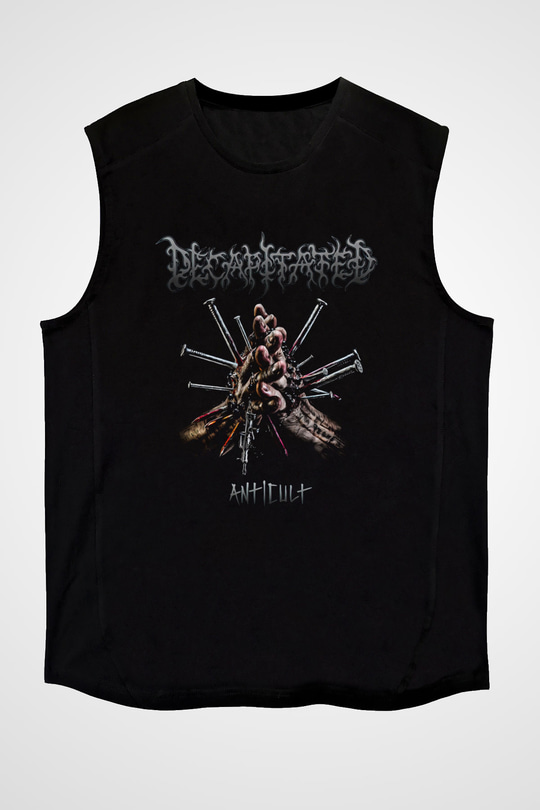 Decapitated Baskılı Unisex Siyah Kolsuz Tişört - Tshirt