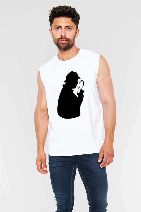 Dedektif Beyaz Unisex Kolsuz Tişört