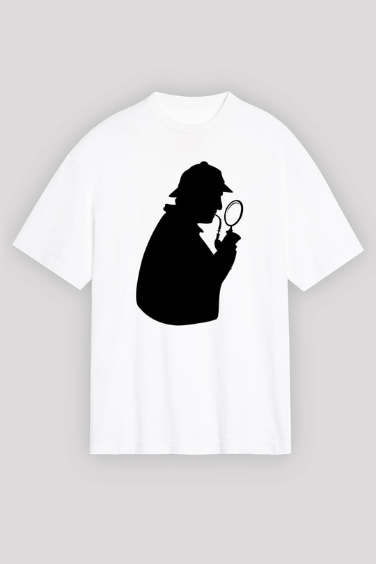 Dedektif Beyaz Unisex Oversize Tişört T-Shirt