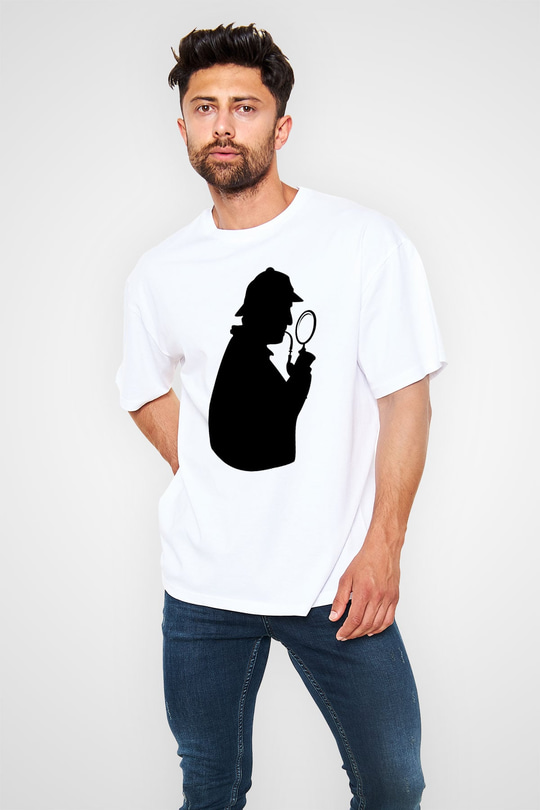 Dedektif Beyaz Unisex Oversize Tişört T-Shirt