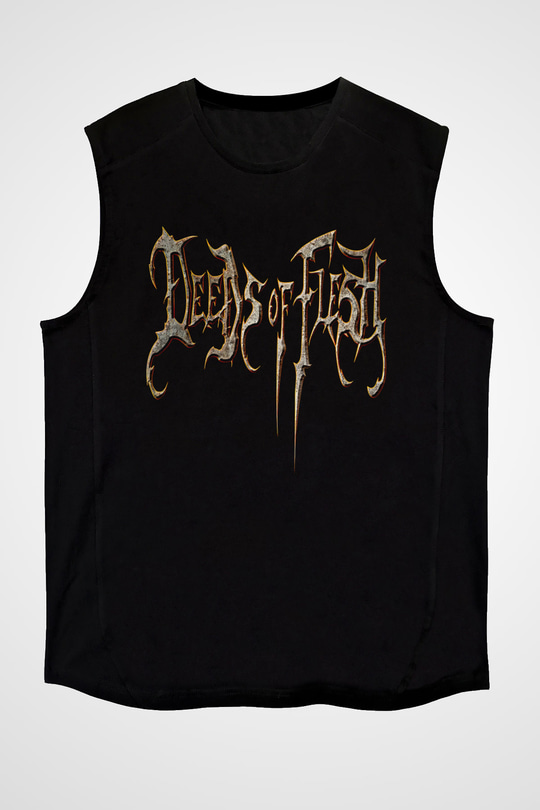 Deeds of Flesh Baskılı Unisex Siyah Kolsuz Tişört - Tshirt