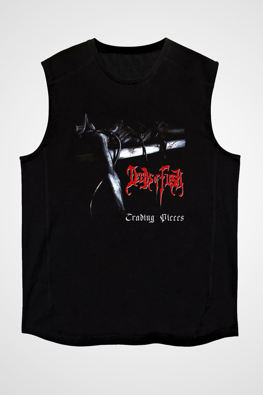 Deeds of Flesh Baskılı Unisex Siyah Kolsuz Tişört - Tshirt