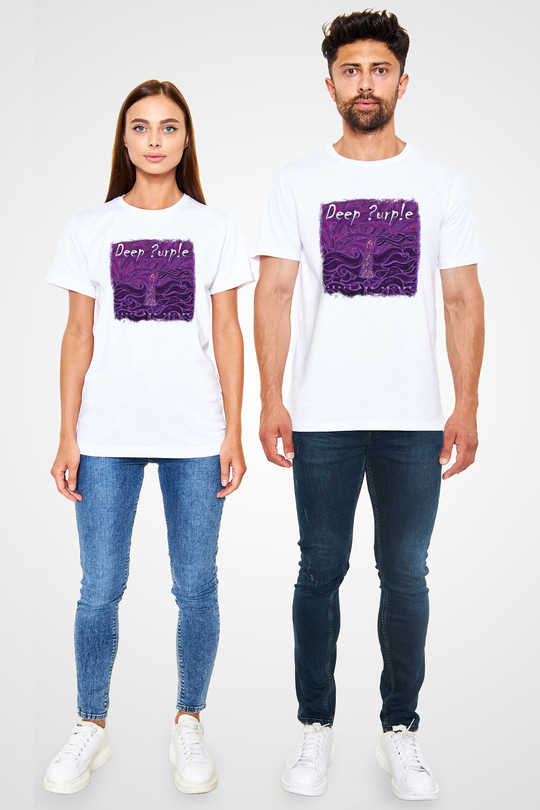 Deep Purple Baskılı Unisex Beyaz Tişört