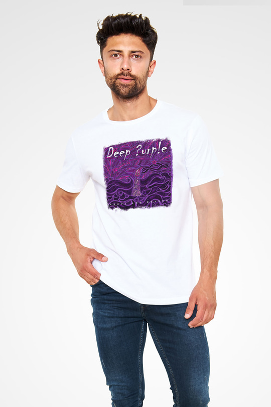 Deep Purple Baskılı Unisex Beyaz Tişört