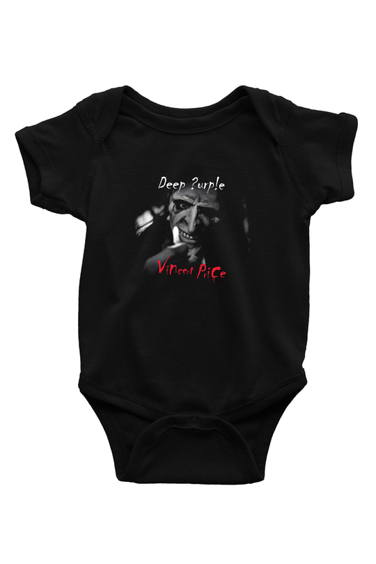 Deep Purple Baskılı Unisex Siyah Bebek Body - Zıbın