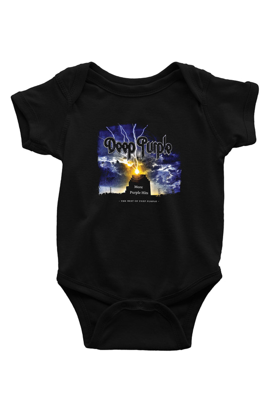 Deep Purple Baskılı Unisex Siyah Bebek Body - Zıbın