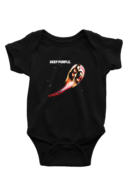 Deep Purple Baskılı Unisex Siyah Bebek Body - Zıbın