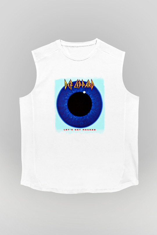 Def Leppard Baskılı Unisex Beyaz Kolsuz Tişört
